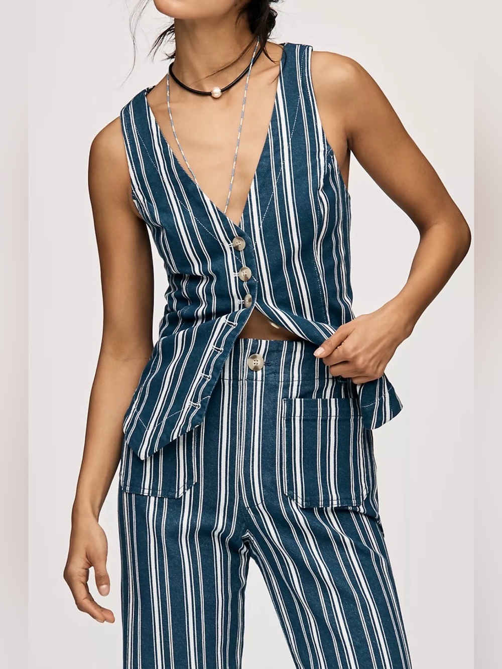 Anthropologie Halsey Slim Button-Front Vest